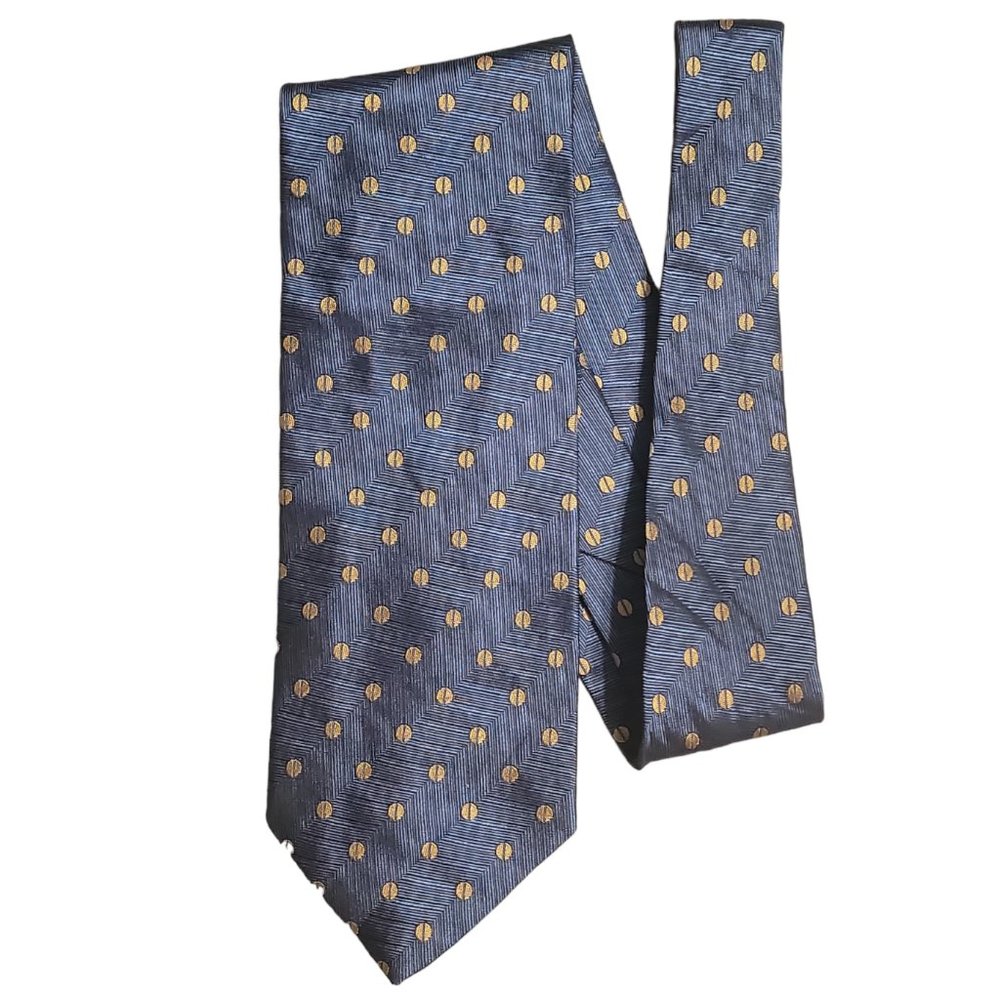 Ermenegildo Zenga Blue with Gold Circles Silk Tie - Picture 1 of 4
